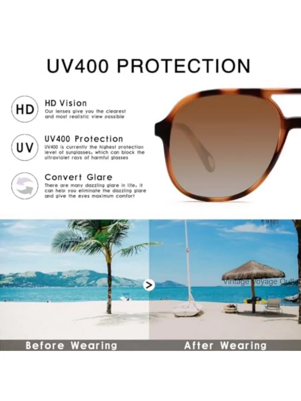 Retro Double Bridge Square Aviator Sunglasses UV400 Protection 3 Pack